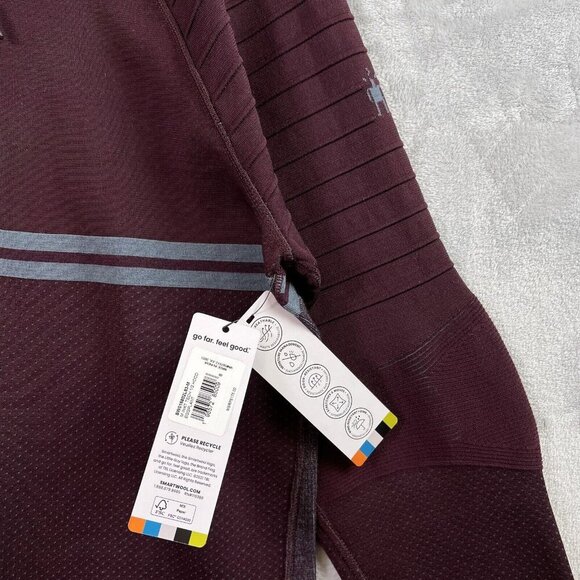 Smartwool Intraknit Active Full Zip Merino Jacket Men's M Maroon Quick Dry Hike - Picture 6 of 14